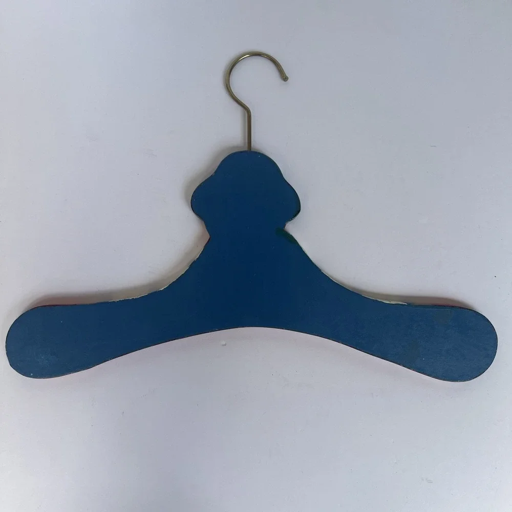 Children's Vintage Wooden Clothes Hanger Teddy Bear Hand Painted